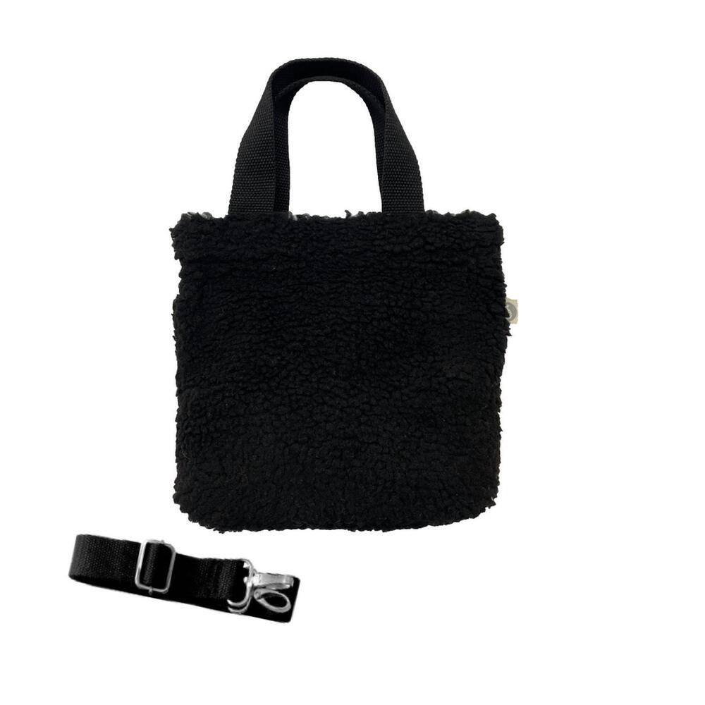 NEW QUILTED KOALA midi town crossbody bag in black sherpa